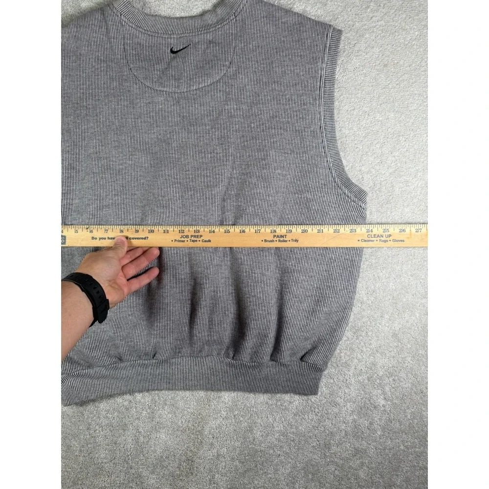 Nike Golf Men's Gray Grandpacore Preppy Retro V-Neck Ribbed Sweater Vest-XL Boxy